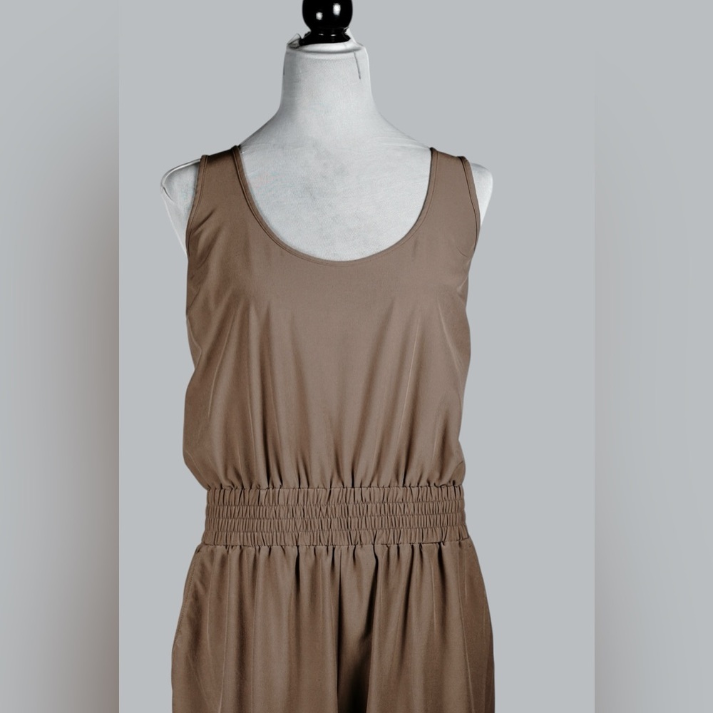 Abercrombie & Fitch Taupe Brown Utility Jumpsuit Elastic Waist Jogger Cuffs - Picture 7 of 14